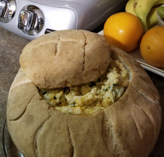 Zucchini Dip Stuffed Sourdough Bread